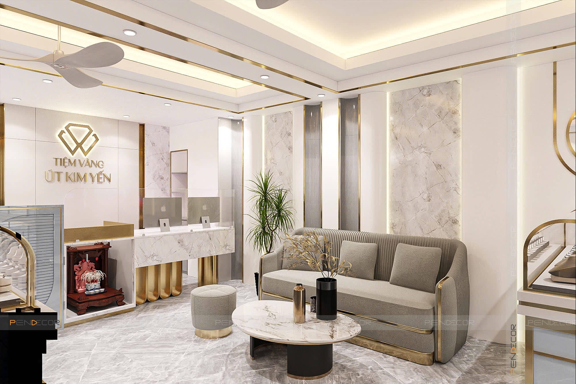 thiet ke cua hang trang suc Pendecor