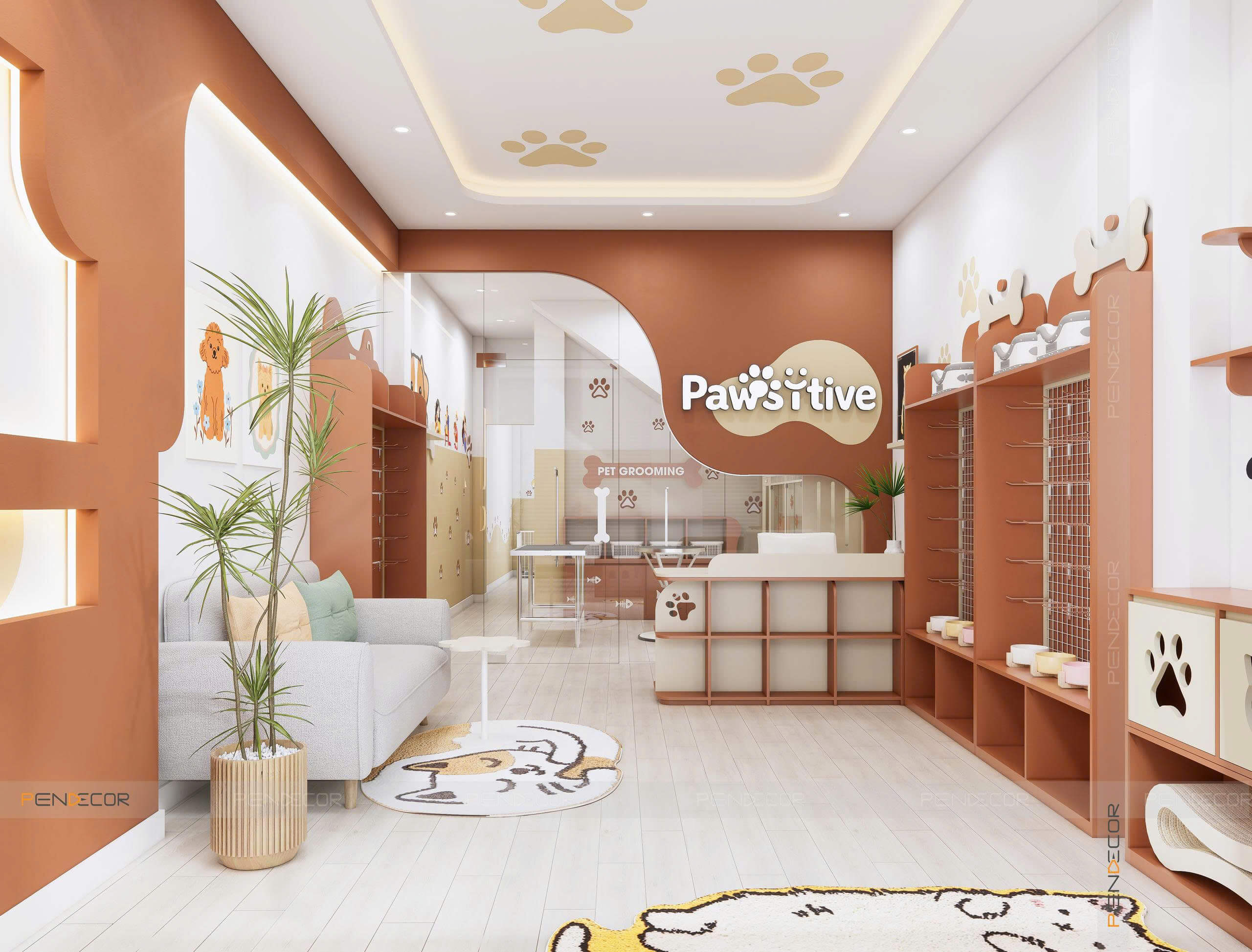 thi công thiết kế cửa hàng Pendecor