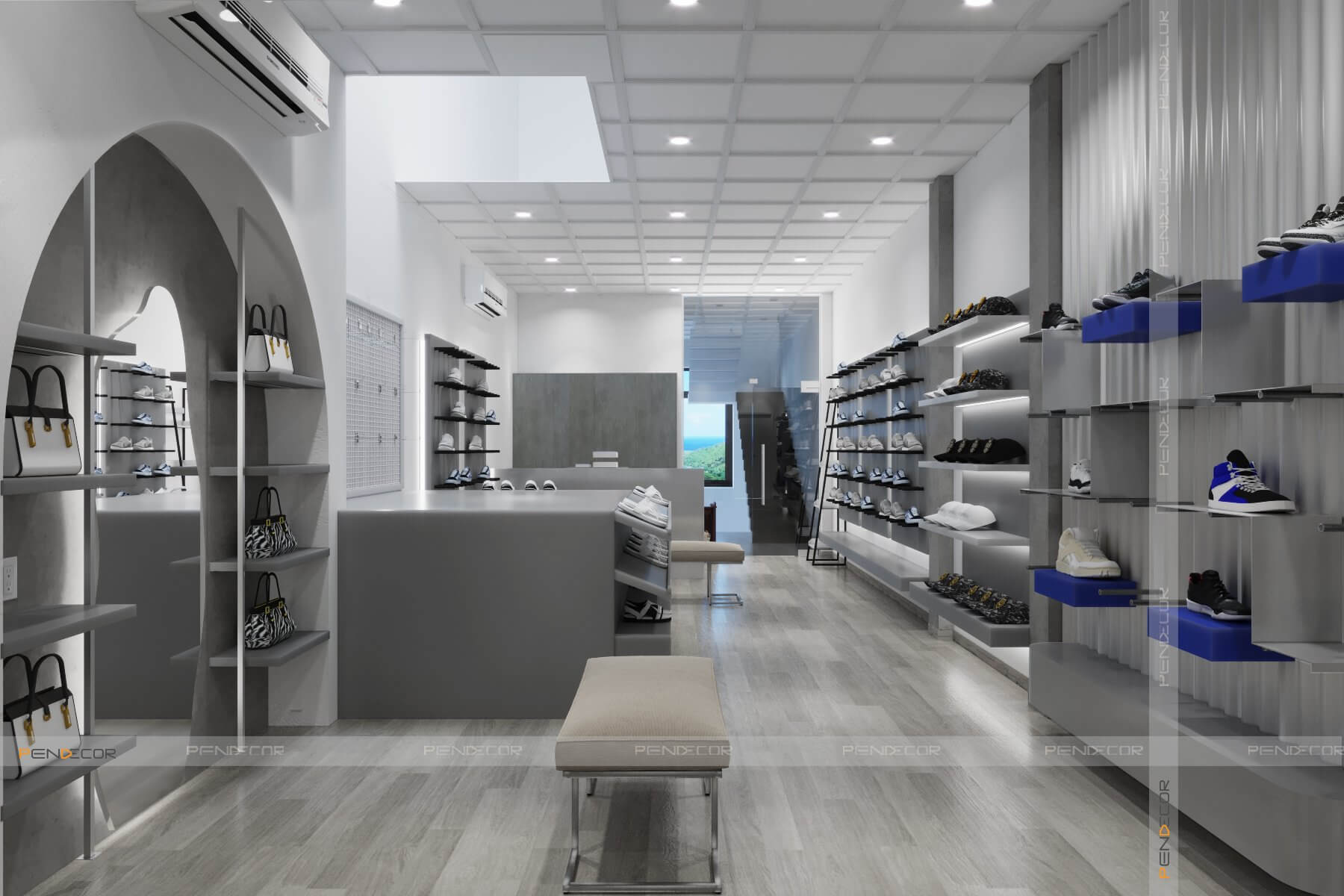 thiết kế shop giày dép nhỏ Pendecor
