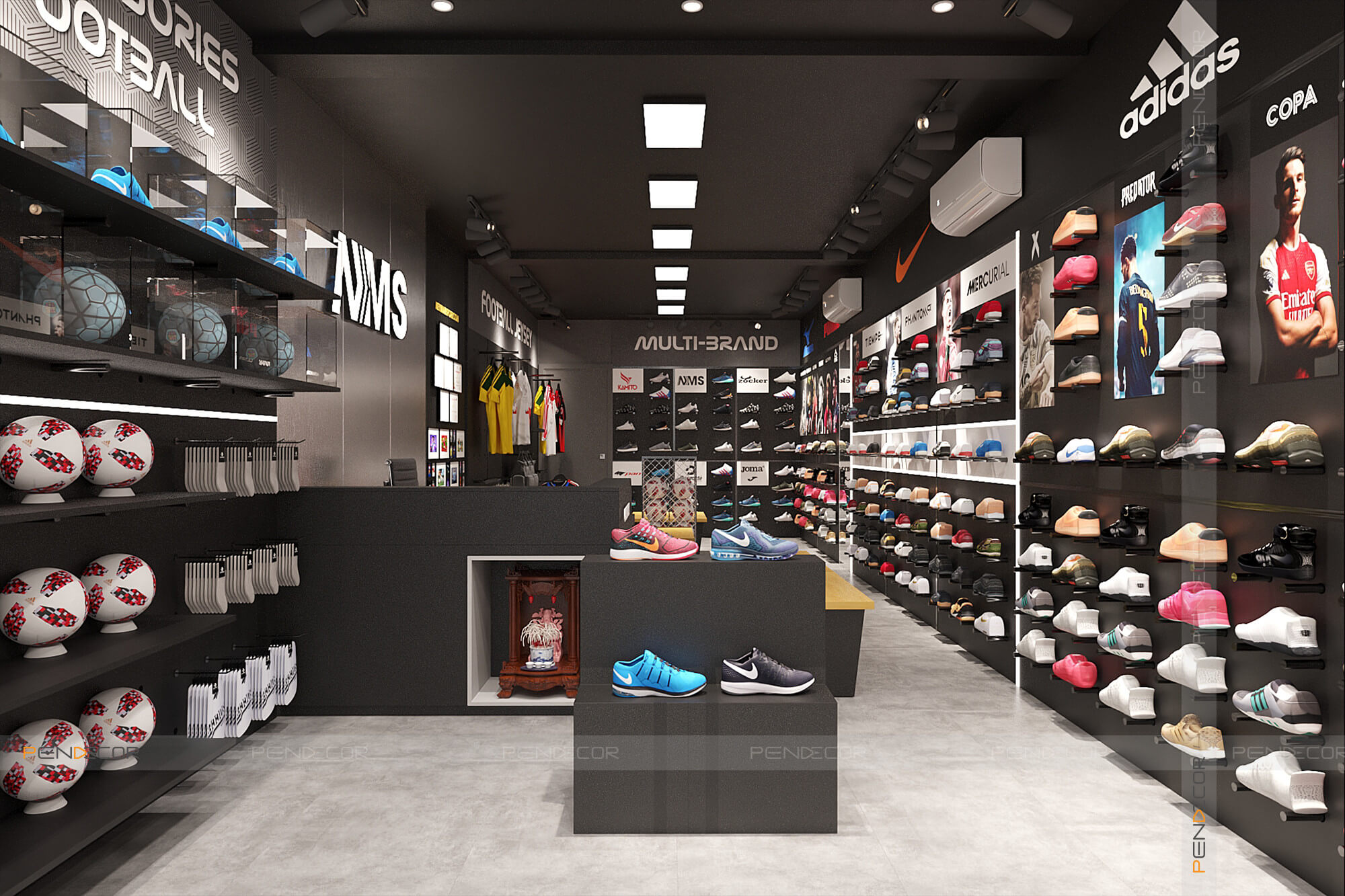 mẫu thiết kế shop giày dép Pendecor