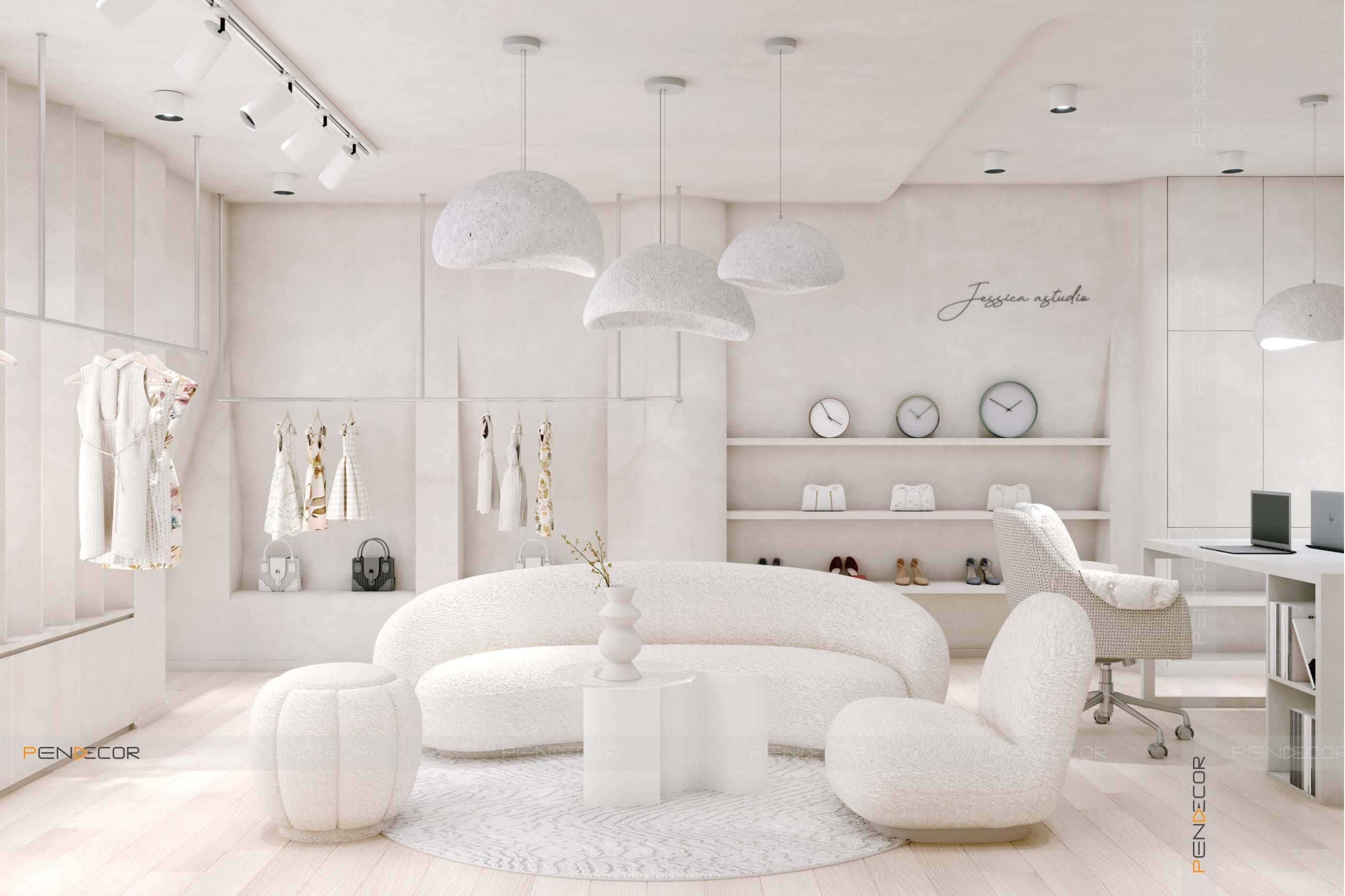 thiết kế shop quần áo nữ đơn giản Pendecor
