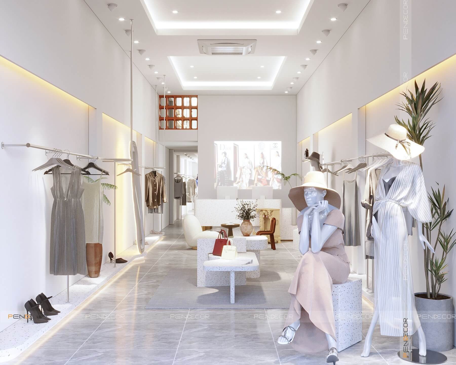 mẫu thiết kế shop quần áo nữ Pendecor